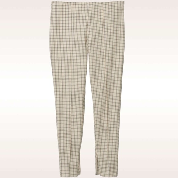 Theory ‘Alettah’ Slim Leg Side-Zip Pants in Ainsley Check in “Carob/Gobi Multi” - Picture 1 of 16